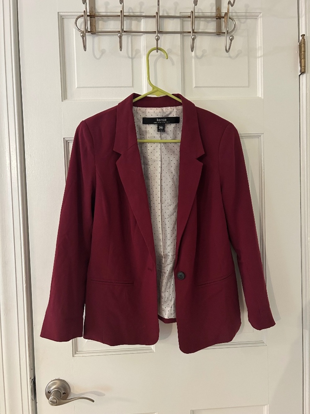 Kensie Burgundy Blazer Wine Red One Button Open Front Career M